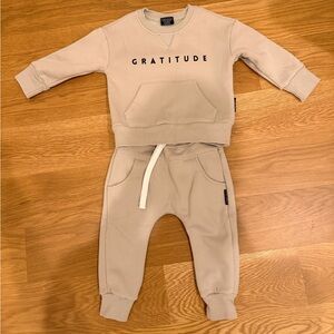 Little Bipsy Tan Gratitude Sweatshirt and Joggers Set